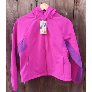 New Asics Woven Hooded Softshell‎ Jacket Regular Fit Pink Womens Size M